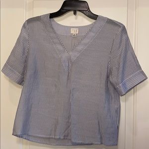 Blue & White Strip Crop Shirt